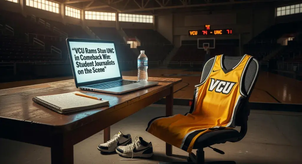 VCU coach Phil Martelli Jr. praises student journalists after Rams' comeback win over UNC in NCAA tournament first round